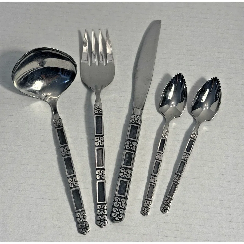 Oneida Community Stainless Madrid Flatware 5pc Set Ladle Fork Knife Grapefruit